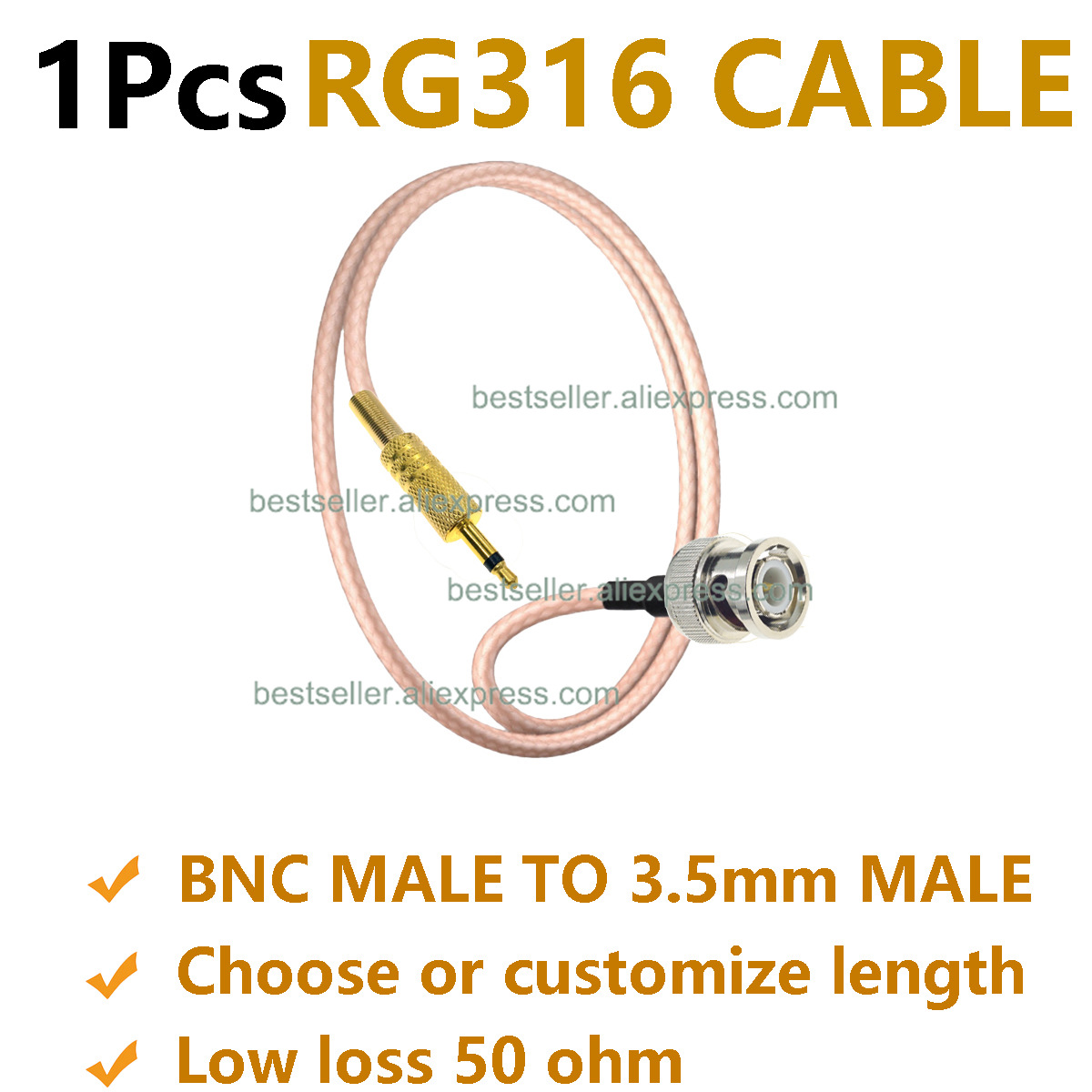 Audio Jumper Wire - 1 pièces RG316 BNC mâle à
